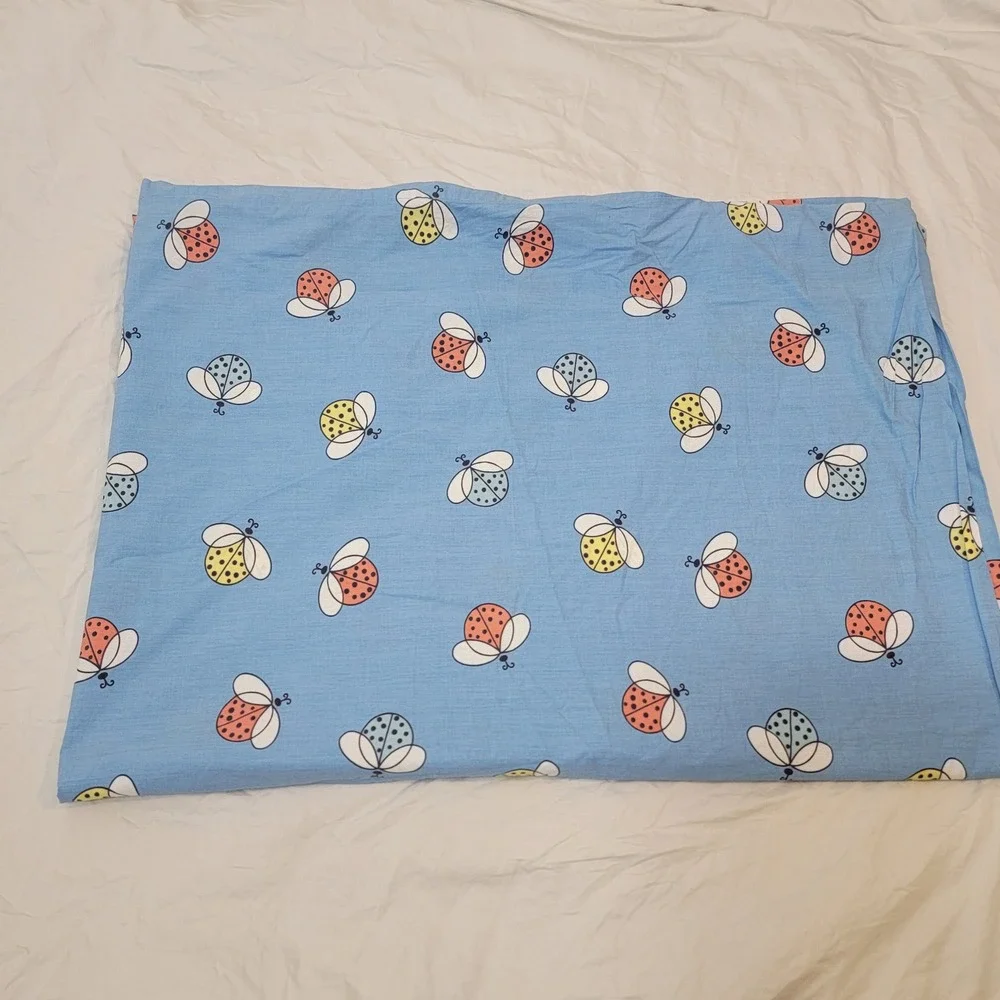 The Company Store Blue Cotton Ladybug Print Duvet Cover European Single 83